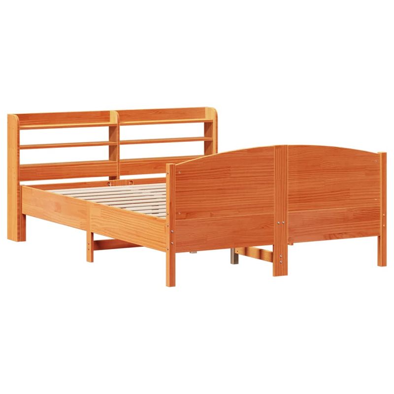 Casa si Gradina - Mobilier - Paturi si accesorii - Paturi - Cadru pat fara saltea, maro ceruit, 135x190 cm, lemn masiv pin - Infinity.ro