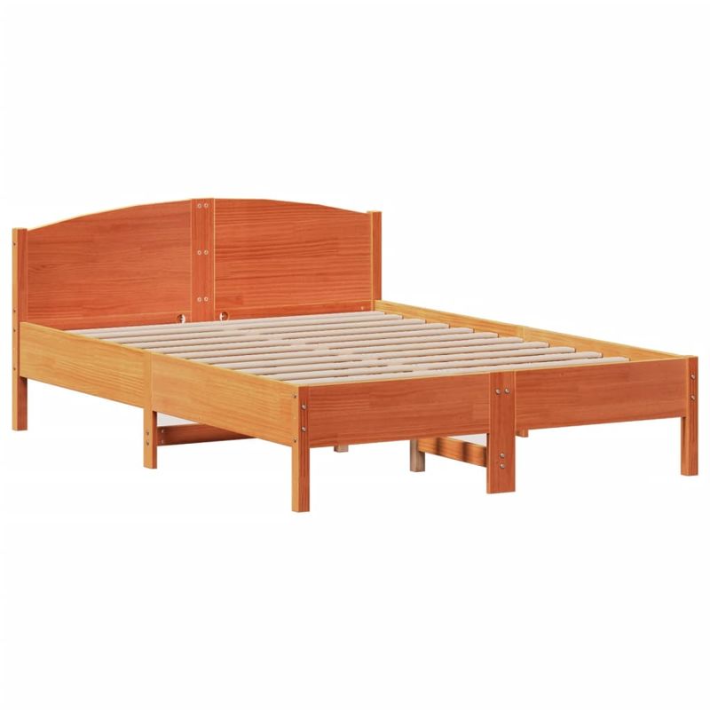 Casa si Gradina - Mobilier - Paturi si accesorii - Paturi - Cadru pat fara saltea, maro ceruit, 135x190 cm, lemn masiv pin - Infinity.ro