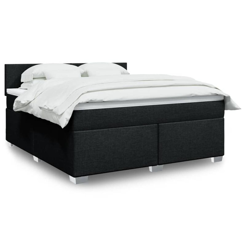 Casa si Gradina - Mobilier - Paturi si accesorii - Paturi - Pat box spring cu saltea, negru, 180x200 cm, catifea - Infinity.ro
