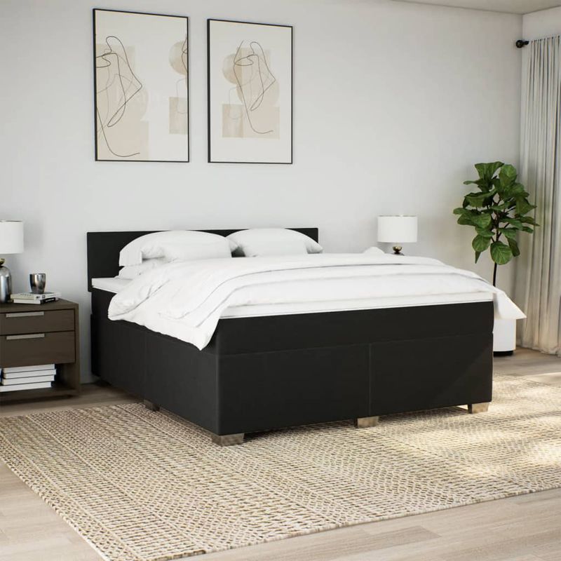 Casa si Gradina - Mobilier - Paturi si accesorii - Paturi - Pat box spring cu saltea, negru, 180x200 cm, catifea - Infinity.ro