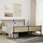 Casa si Gradina - Mobilier - Paturi si accesorii - Paturi - Cadru de pat metalic fara saltea, stejar sonoma, 180x200 cm - Infinity.ro
