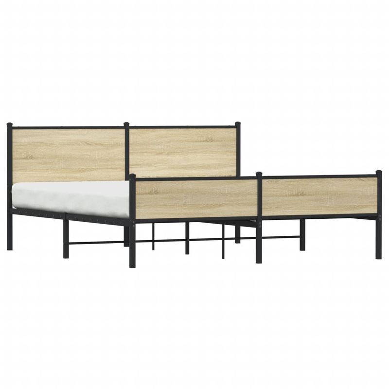 Casa si Gradina - Mobilier - Paturi si accesorii - Paturi - Cadru de pat metalic fara saltea, stejar sonoma, 180x200 cm - Infinity.ro