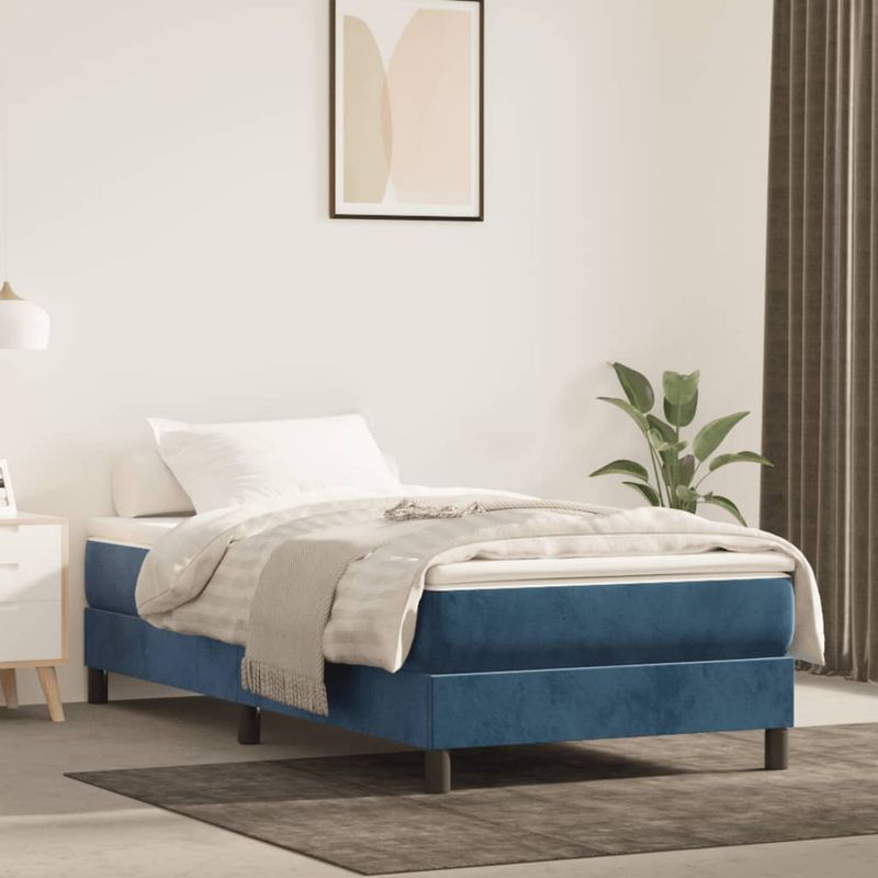 Casa si Gradina - Mobilier - Saltele si somiere - Saltele - Saltea de pat cu arcuri, albastru inchis, 90x220x20 cm, catifea - Infinity.ro