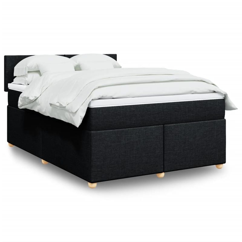 Casa si Gradina - Mobilier - Paturi si accesorii - Paturi - Pat box spring cu saltea, negru, 140x200 cm, textil - Infinity.ro