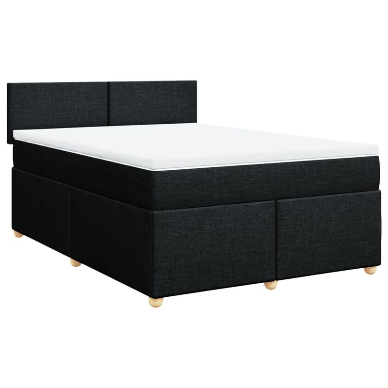 Casa si Gradina - Mobilier - Paturi si accesorii - Paturi - Pat box spring cu saltea, negru, 140x200 cm, textil - Infinity.ro