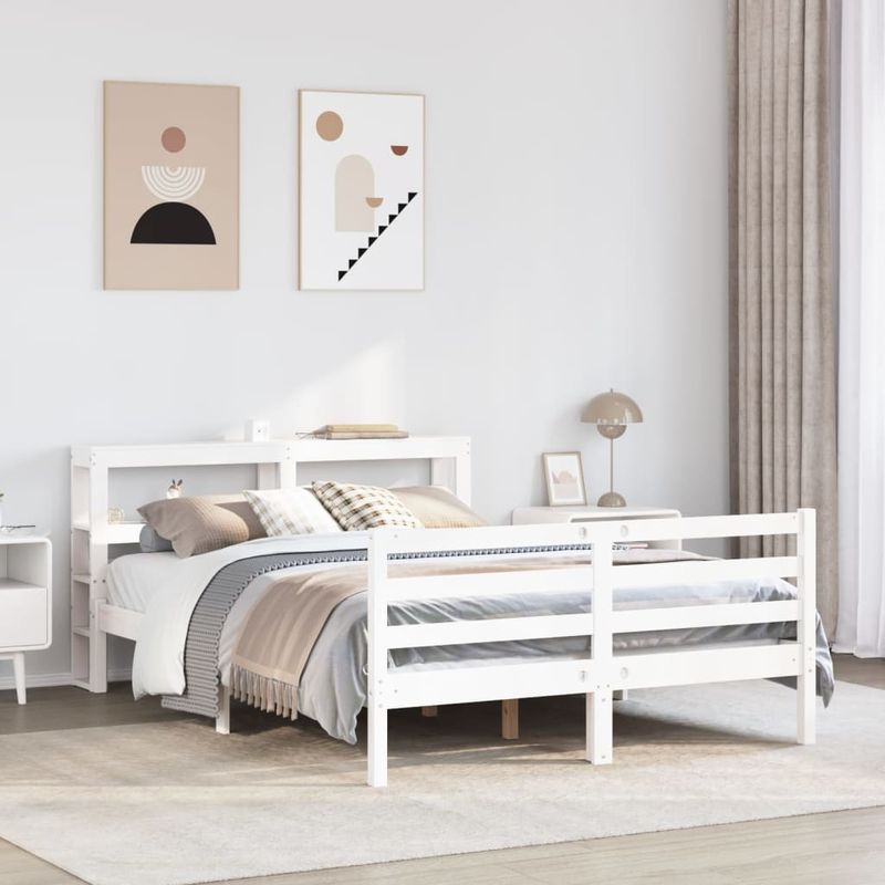Casa si Gradina - Mobilier - Paturi si accesorii - Paturi - Cadru de pat fara saltea, alb, 120x200 cm, lemn masiv pin - Infinity.ro