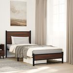 Casa si Gradina - Mobilier - Paturi si accesorii - Paturi - Cadru pat metalic cu tablie, stejar maro, 90x200 cm, model cu tăblie de cap și tăblie de picioare joasă dublă - Infinity.ro