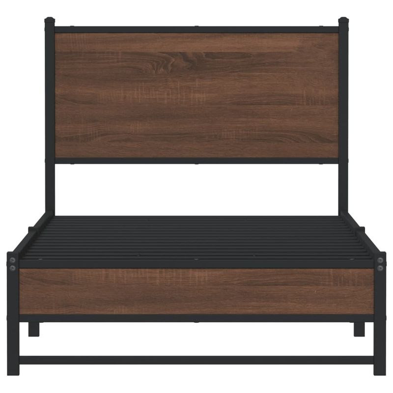 Casa si Gradina - Mobilier - Paturi si accesorii - Paturi - Cadru pat metalic cu tablie, stejar maro, 90x200 cm, model cu tăblie de cap și tăblie de picioare joasă dublă - Infinity.ro