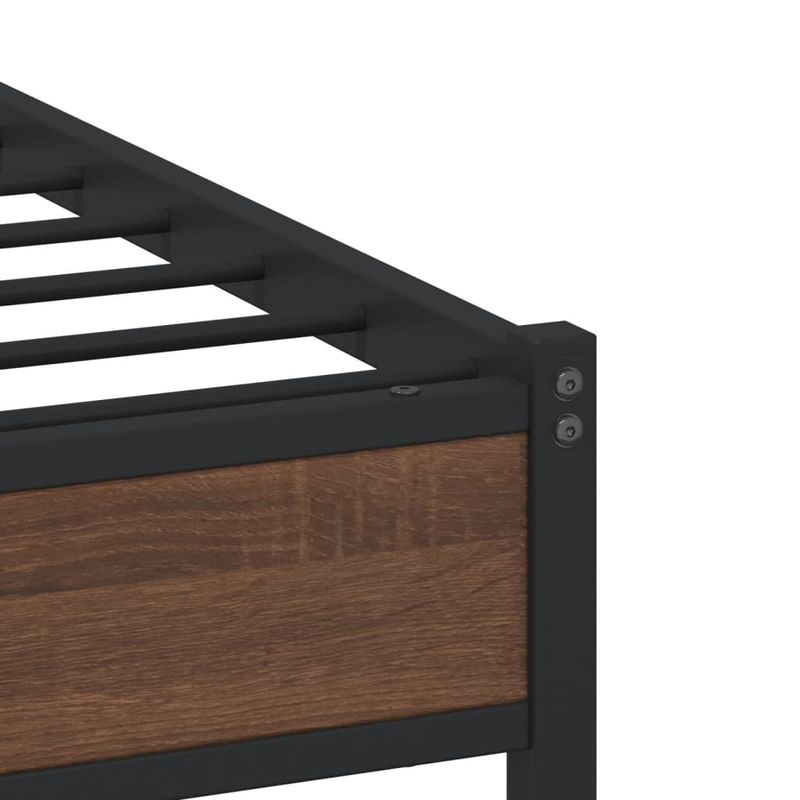 Casa si Gradina - Mobilier - Paturi si accesorii - Paturi - Cadru pat metalic cu tablie, stejar maro, 90x200 cm, model cu tăblie de cap și tăblie de picioare joasă dublă - Infinity.ro