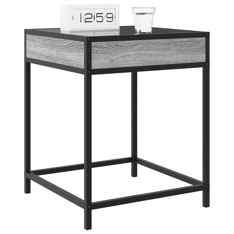Casa si Gradina - Mobilier - Comode si corpuri - Noptiere - Noptiera cu LED infinity, gri sonoma, 40x40x51 cm - Infinity.ro