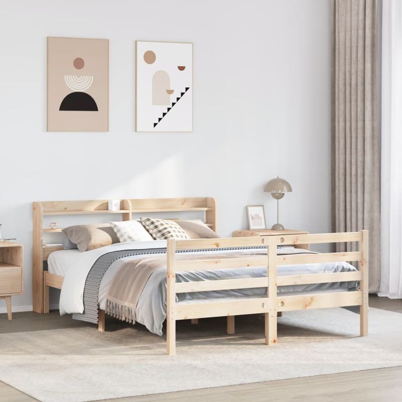 Casa si Gradina - Mobilier - Paturi si accesorii - Paturi - Cadru de pat cu tablie, 120x190 cm, lemn masiv pin - Infinity.ro