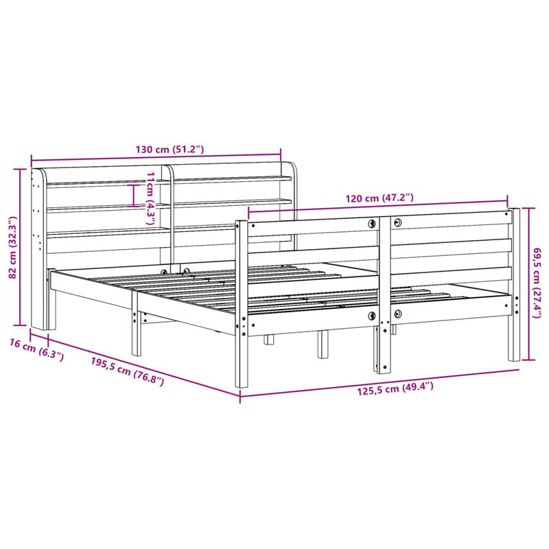 Casa si Gradina - Mobilier - Paturi si accesorii - Paturi - Cadru de pat cu tablie, 120x190 cm, lemn masiv pin - Infinity.ro