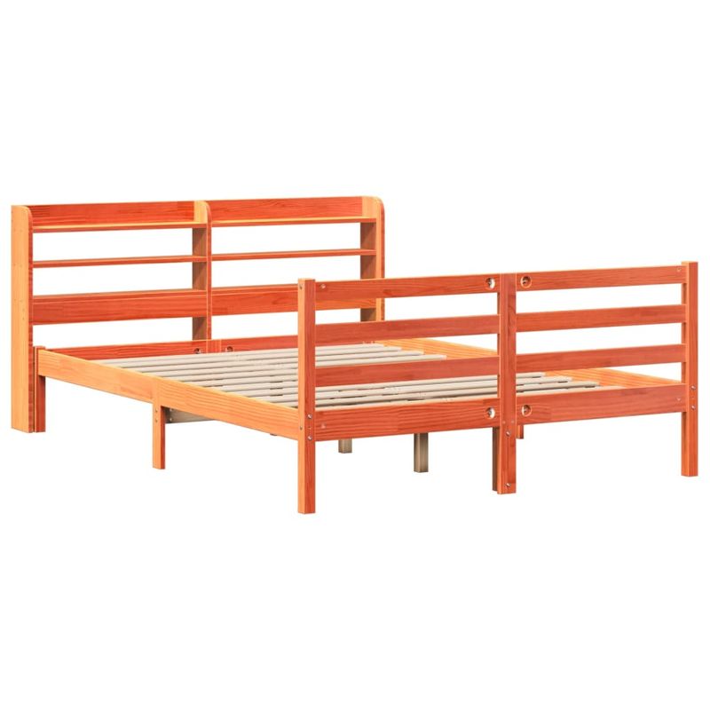 Casa si Gradina - Mobilier - Paturi si accesorii - Paturi - Cadru pat fara saltea, maro ceruit, 160x200 cm, lemn masiv pin - Infinity.ro
