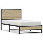 Casa si Gradina - Mobilier - Paturi si accesorii - Paturi - Cadru de pat metalic fara saltea, stejar sonoma, 75x190 cm - Infinity.ro