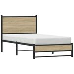 Casa si Gradina - Mobilier - Paturi si accesorii - Paturi - Cadru de pat metalic fara saltea, stejar sonoma, 75x190 cm - Infinity.ro