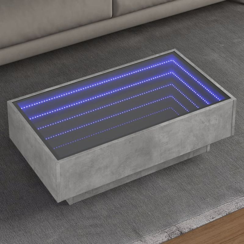 Casa si Gradina - Mobilier - Mese si birouri - Masute de cafea - Masuta de cafea cu LED, gri beton, 90x50x30 cm, lemn prelucrat - Infinity.ro