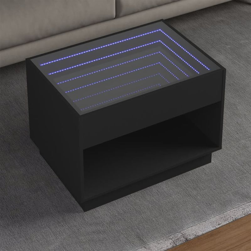 Casa si Gradina - Mobilier - Mese si birouri - Masute de cafea - Masuta de cafea cu LED infinity, negru, 70x50x50 cm - Infinity.ro