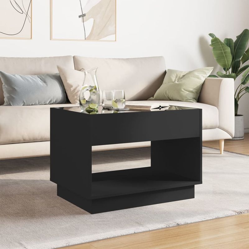 Casa si Gradina - Mobilier - Mese si birouri - Masute de cafea - Masuta de cafea cu LED infinity, negru, 70x50x50 cm - Infinity.ro