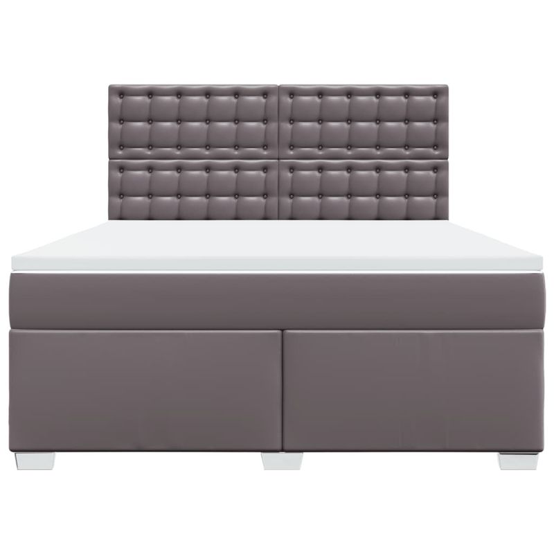 Casa si Gradina - Mobilier - Paturi si accesorii - Paturi - Pat box spring cu saltea, gri, 180x200 cm, piele ecologica - Infinity.ro