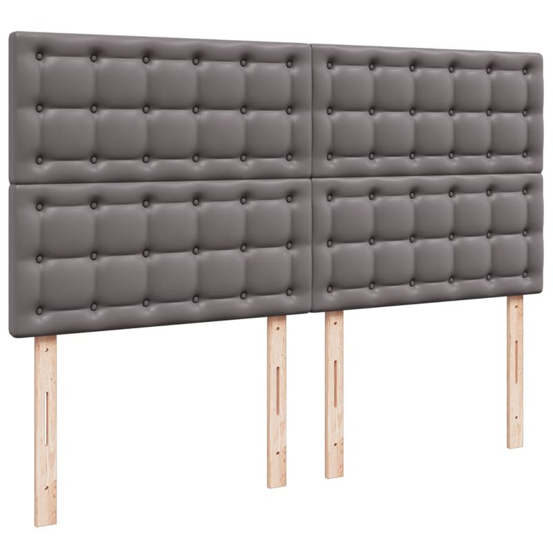 Casa si Gradina - Mobilier - Paturi si accesorii - Paturi - Pat box spring cu saltea, gri, 180x200 cm, piele ecologica - Infinity.ro