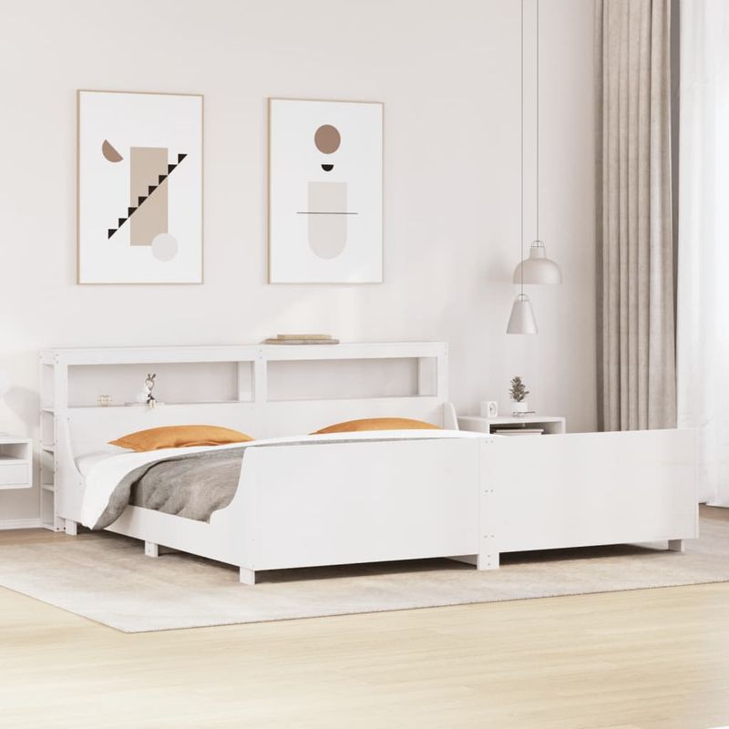 Casa si Gradina - Mobilier - Paturi si accesorii - Paturi - Cadru de pat fara saltea, alb, 180x200 cm, lemn masiv pin - Infinity.ro