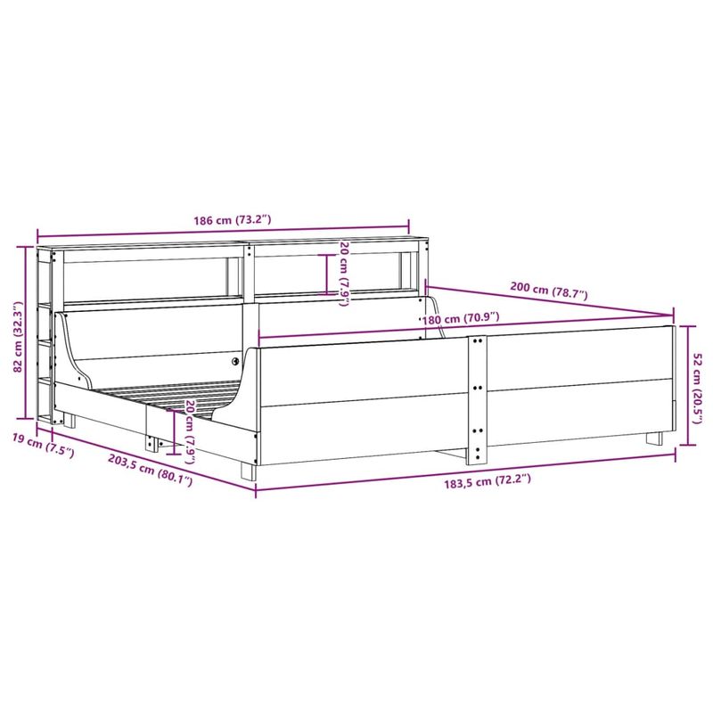 Casa si Gradina - Mobilier - Paturi si accesorii - Paturi - Cadru de pat fara saltea, alb, 180x200 cm, lemn masiv pin - Infinity.ro