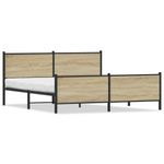 Casa si Gradina - Mobilier - Paturi si accesorii - Paturi - Cadru de pat metalic fara saltea, stejar sonoma, 193x203 cm - Infinity.ro