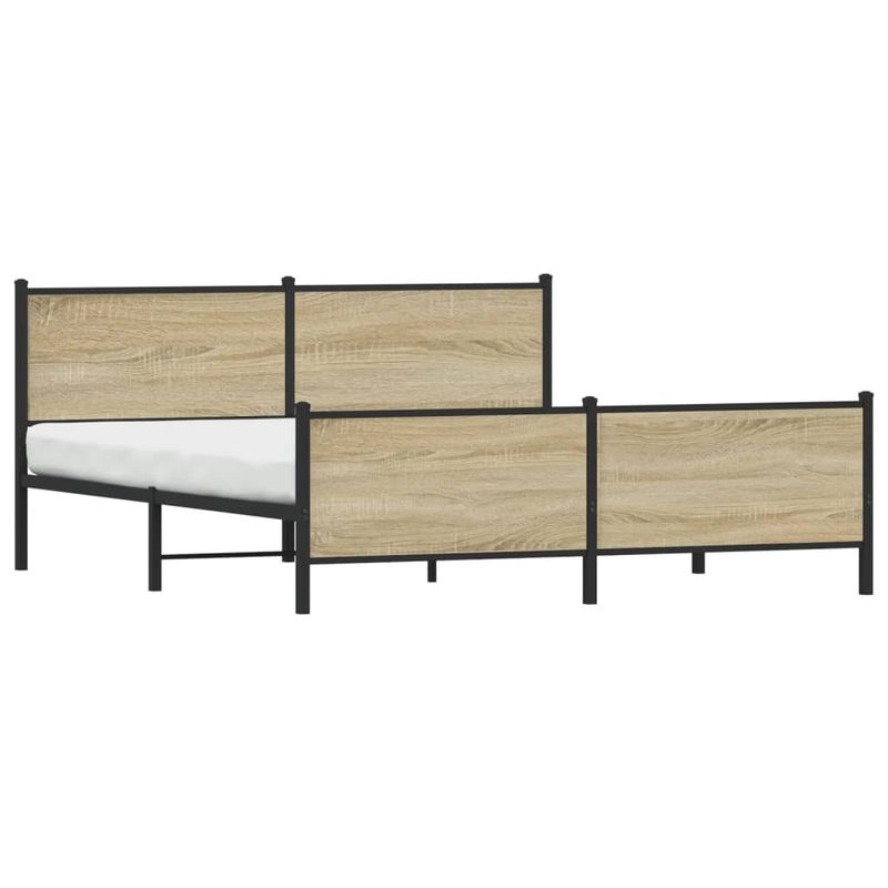 Casa si Gradina - Mobilier - Paturi si accesorii - Paturi - Cadru de pat metalic fara saltea, stejar sonoma, 193x203 cm - Infinity.ro