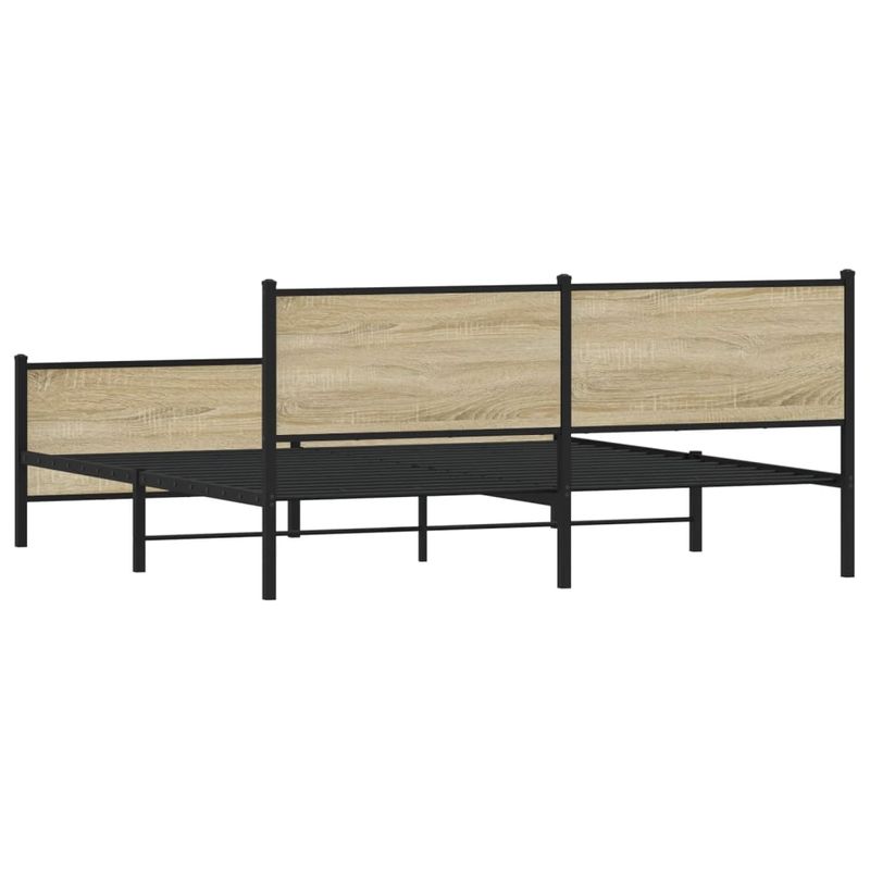 Casa si Gradina - Mobilier - Paturi si accesorii - Paturi - Cadru de pat metalic fara saltea, stejar sonoma, 193x203 cm - Infinity.ro