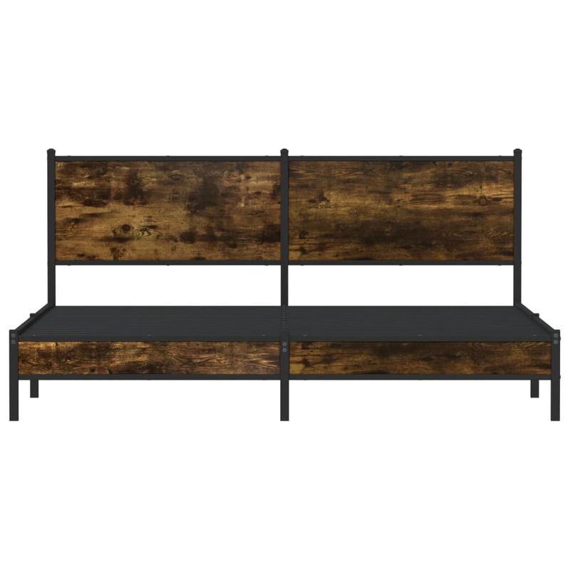 Casa si Gradina - Mobilier - Paturi si accesorii - Paturi - Cadru pat metalic fara saltea, stejar fumuriu, 160x200 cm - Infinity.ro