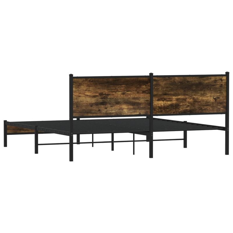 Casa si Gradina - Mobilier - Paturi si accesorii - Paturi - Cadru pat metalic fara saltea, stejar fumuriu, 160x200 cm - Infinity.ro