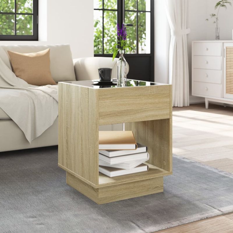 Casa si Gradina - Mobilier - Mese si birouri - Masute de cafea - Masuta de cafea cu LED infinity, stejar sonoma, 40x40x50 cm - Infinity.ro