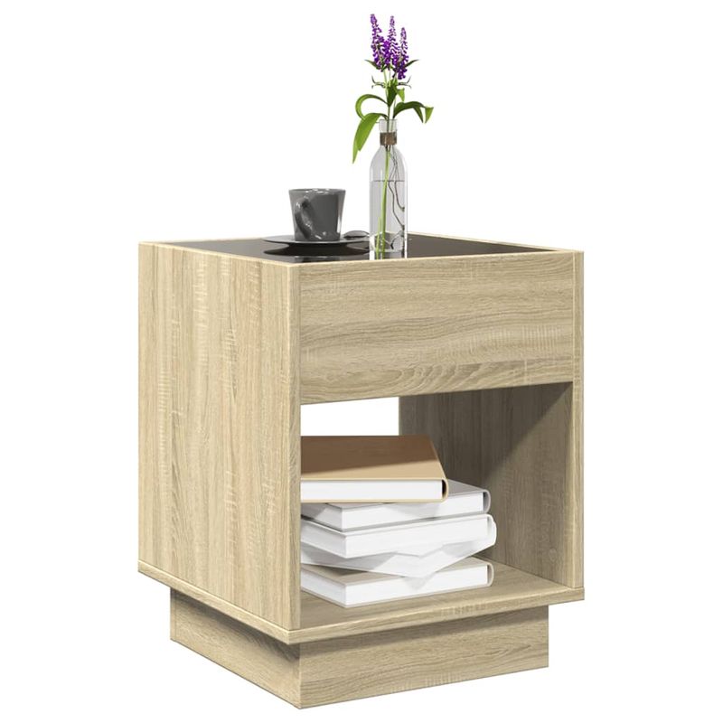 Casa si Gradina - Mobilier - Mese si birouri - Masute de cafea - Masuta de cafea cu LED infinity, stejar sonoma, 40x40x50 cm - Infinity.ro