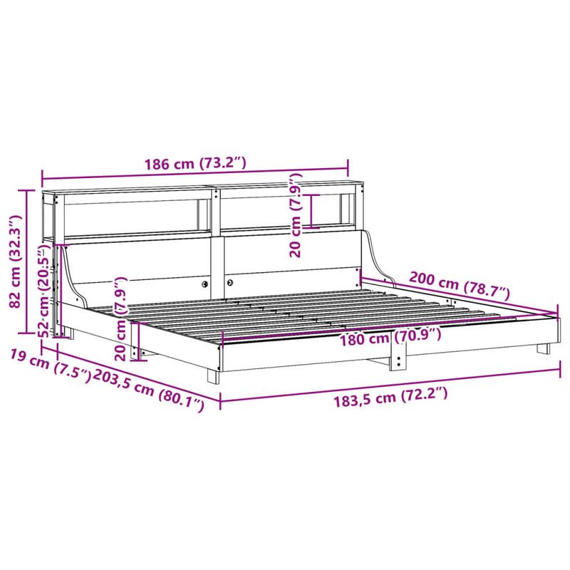 Casa si Gradina - Mobilier - Paturi si accesorii - Paturi - Cadru de pat fara saltea, maro ceruit 180x200 cm lemn masiv pin - Infinity.ro