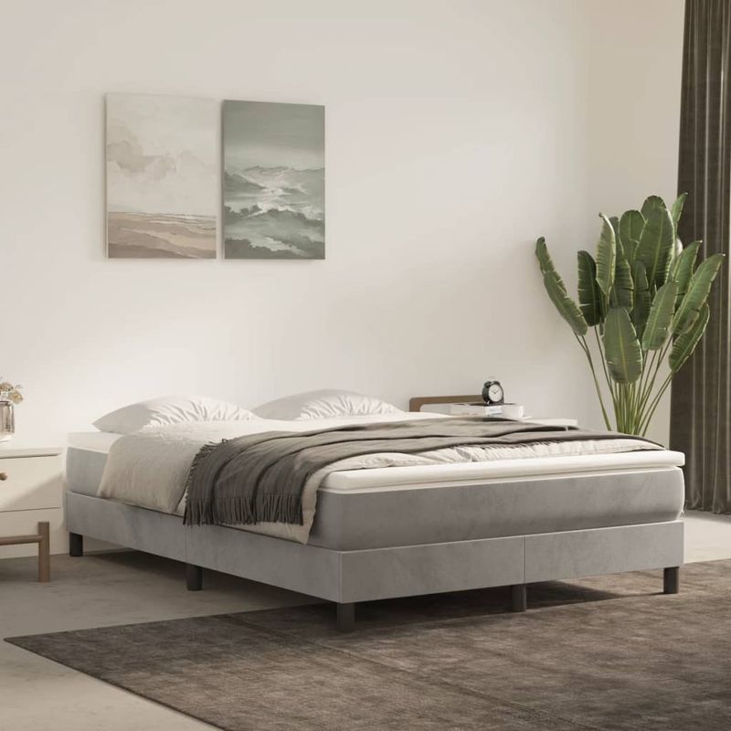 Casa si Gradina - Mobilier - Saltele si somiere - Saltele - Saltea de pat cu arcuri, gri deschis, 140x210x20 cm, catifea - Infinity.ro