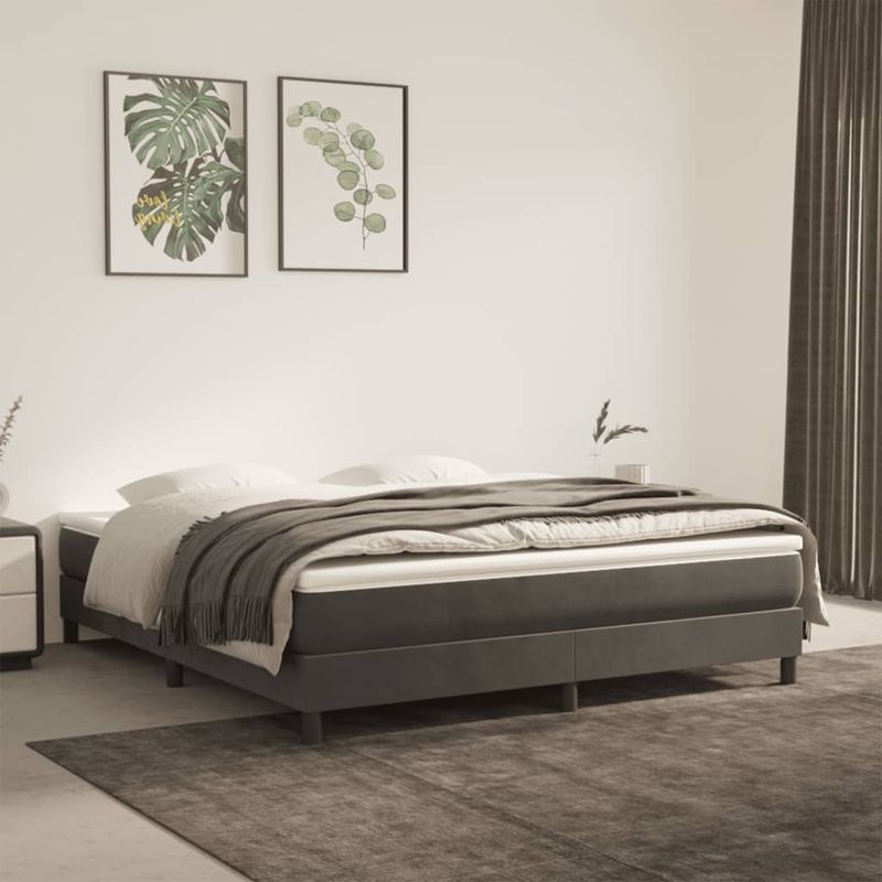 Casa si Gradina - Mobilier - Saltele si somiere - Saltele - Saltea de pat cu arcuri, gri inchis, 160x210x20 cm, catifea - Infinity.ro