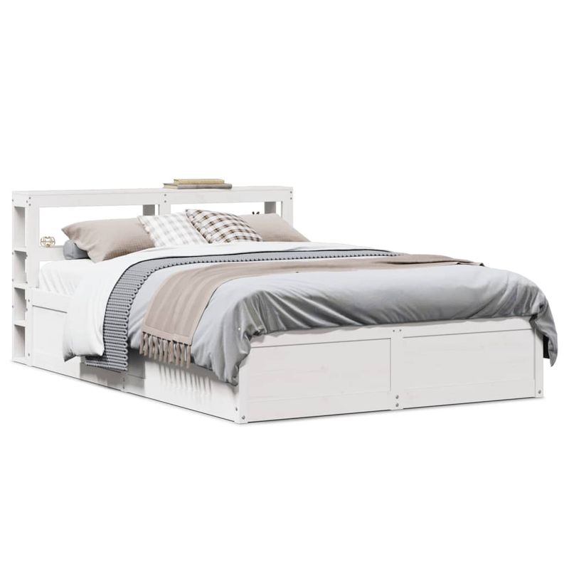 Casa si Gradina - Mobilier - Paturi si accesorii - Paturi - Cadru de pat cu tablie, alb, 140x190 cm, lemn masiv de pin - Infinity.ro