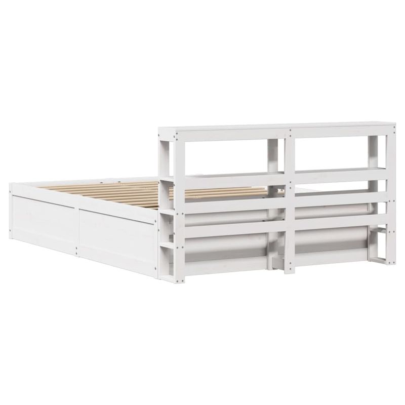Casa si Gradina - Mobilier - Paturi si accesorii - Paturi - Cadru de pat cu tablie, alb, 140x190 cm, lemn masiv de pin - Infinity.ro
