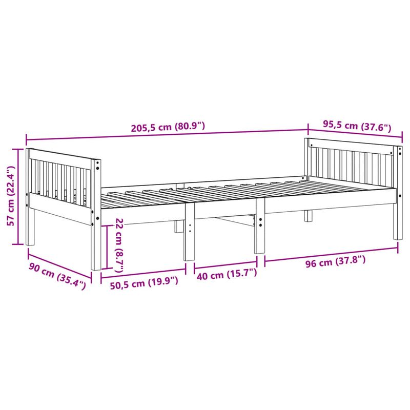 Casa si Gradina - Mobilier - Paturi si accesorii - Paturi - Pat pentru copii fara saltea, alb, 90x200 cm, lemn masiv de pin - Infinity.ro