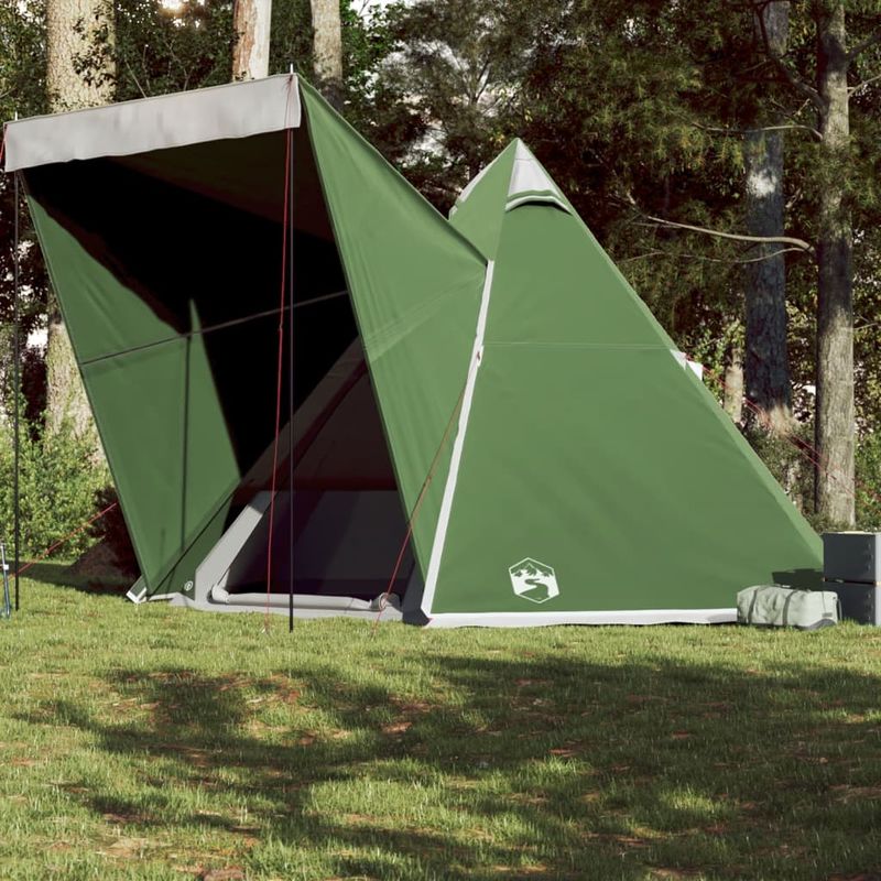 Sport si Outdoor - Camping - Corturi camping - Cort de familie Tipi pentru 6 persoane, verde, impermeabil - Infinity.ro