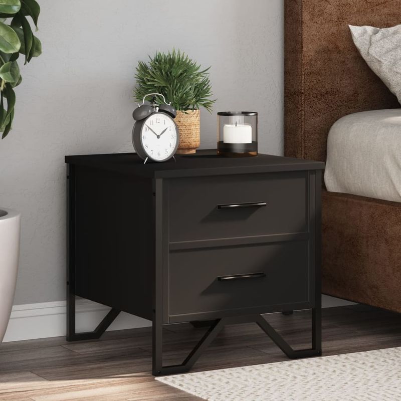 Casa si Gradina - Mobilier - Comode si corpuri - Noptiere - Noptiere, 2 buc., negru, 40 x 30 x 40 cm, PAL - Infinity.ro
