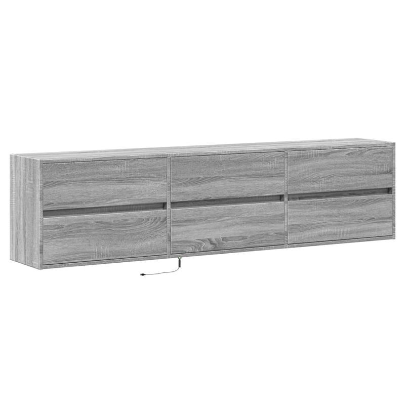Casa si Gradina - Mobilier - Comode si corpuri - Comode - Comoda TV de perete cu lumini LED, gri sonoma, 180x31x45 cm - Infinity.ro