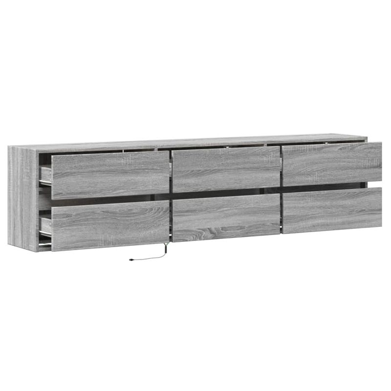 Casa si Gradina - Mobilier - Comode si corpuri - Comode - Comoda TV de perete cu lumini LED, gri sonoma, 180x31x45 cm - Infinity.ro