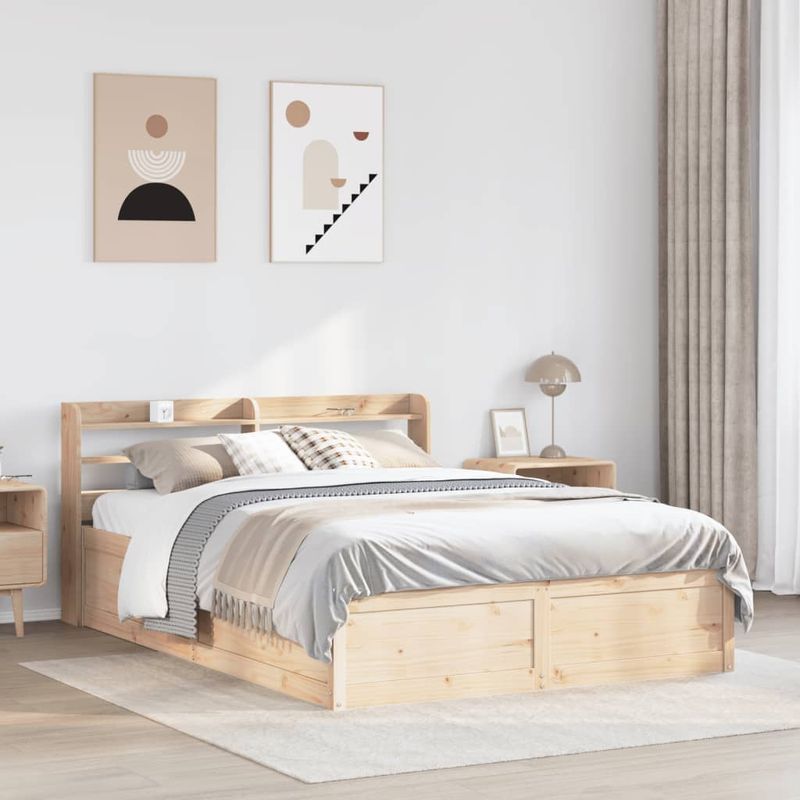 Casa si Gradina - Mobilier - Paturi si accesorii - Paturi - Cadru de pat cu tablie, 140x200 cm, lemn masiv de pin - Infinity.ro