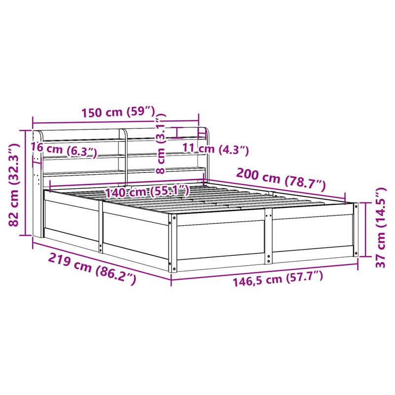 Casa si Gradina - Mobilier - Paturi si accesorii - Paturi - Cadru de pat cu tablie, 140x200 cm, lemn masiv de pin - Infinity.ro
