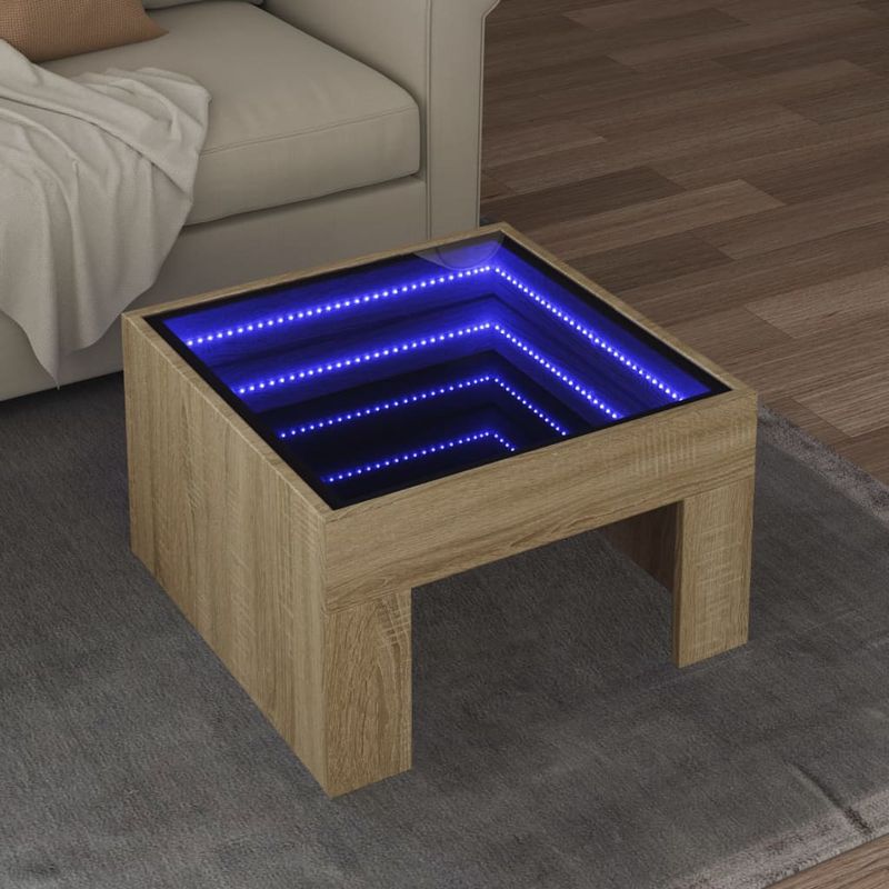 Casa si Gradina - Mobilier - Mese si birouri - Masute de cafea - Masuta de cafea cu LED infinity, stejar sonoma, 50x50x30 cm - Infinity.ro