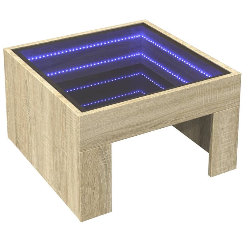 Casa si Gradina - Mobilier - Mese si birouri - Masute de cafea - Masuta de cafea cu LED infinity, stejar sonoma, 50x50x30 cm - Infinity.ro