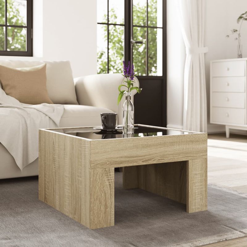 Casa si Gradina - Mobilier - Mese si birouri - Masute de cafea - Masuta de cafea cu LED infinity, stejar sonoma, 50x50x30 cm - Infinity.ro