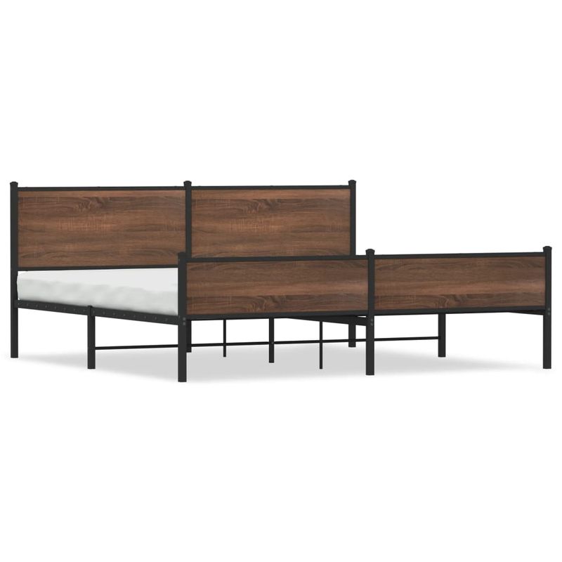 Casa si Gradina - Mobilier - Paturi si accesorii - Paturi - Cadru de pat metalic fara saltea, stejar maro, 193x203 cm - Infinity.ro