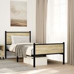 Casa si Gradina - Mobilier - Paturi si accesorii - Paturi - Cadru de pat metalic fara saltea, stejar sonoma, 80x200 cm - Infinity.ro